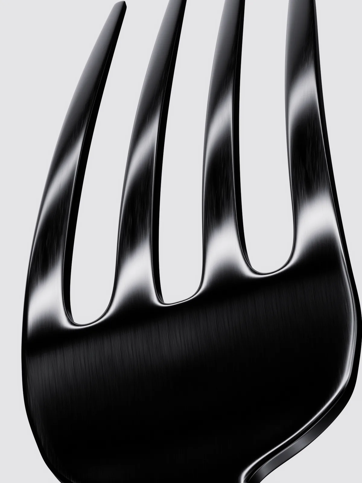 Black fork close-up render